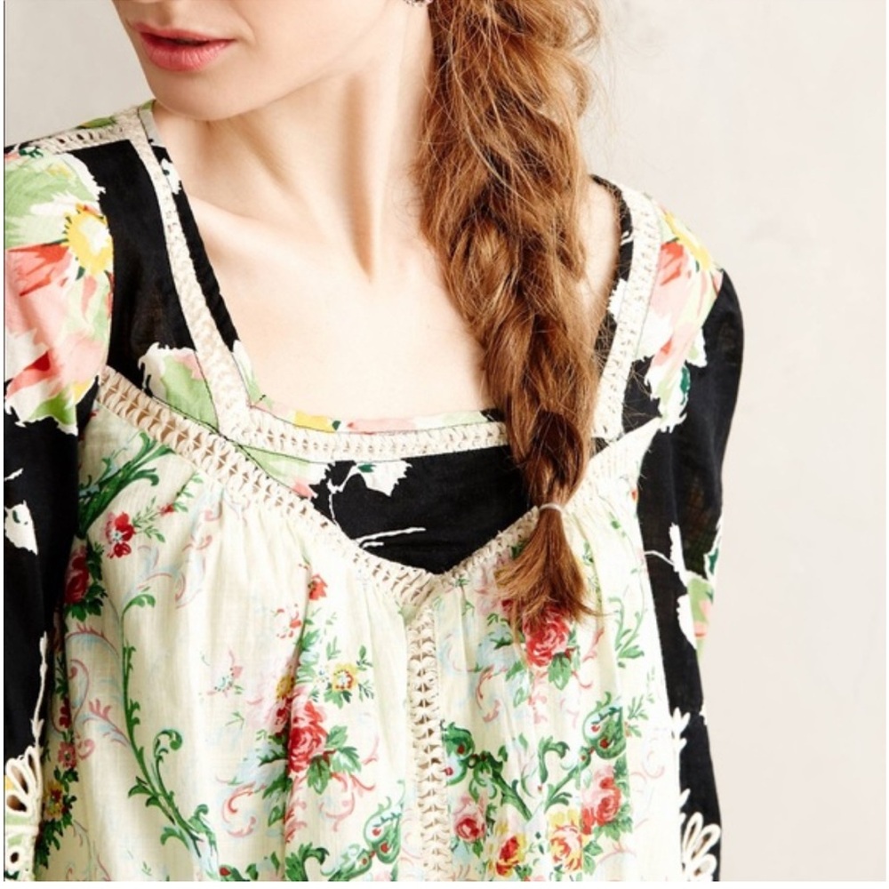 Anthropologie Vanessa Virginia Prateria Boho Baby Doll Swing Top Tunic Sz. 12 - Picture 5 of 13